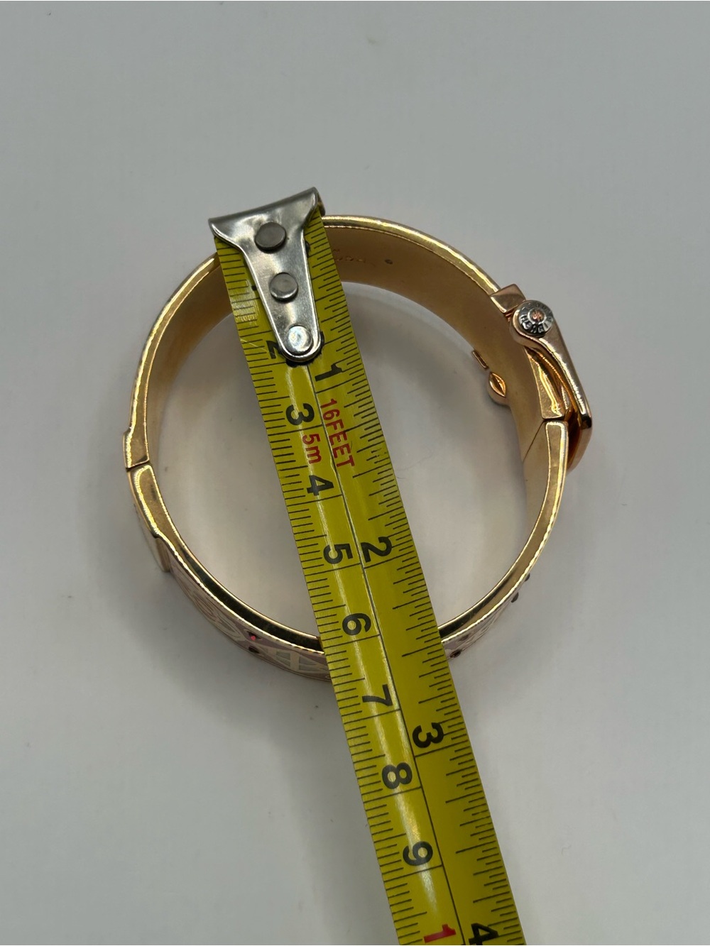 Henri Bendel Rose Gold & Coral Buckle Enamel Bracelet - Picture 11 of 12